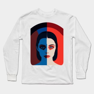 Woman Split Portrait Long Sleeve T-Shirt